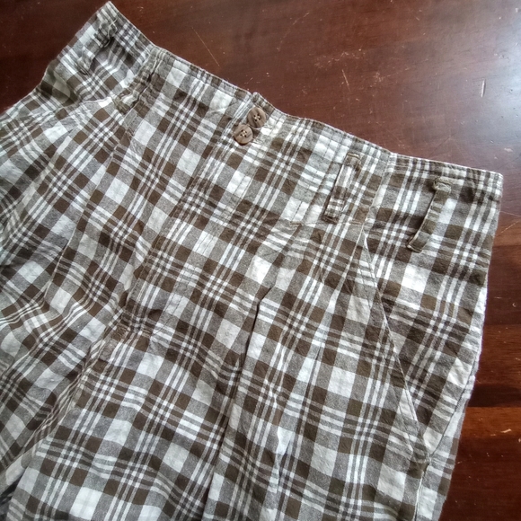 Vintage Honors Plaid Shorts Pleated High Waist Wide Leg - Picture 3 of 8
